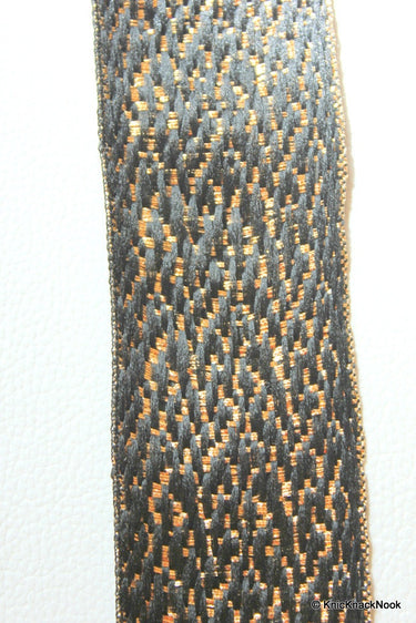 Black And Gold Shimmer Lace Trim, Approx. 43mm wide